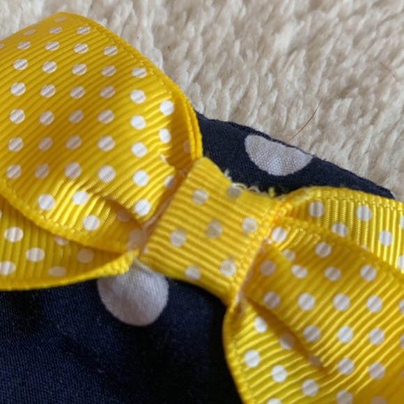 Blueberi Boulevard Polka Dot Daisy Dress EUC 18M Navy & Yellow - Picture 6 of 11